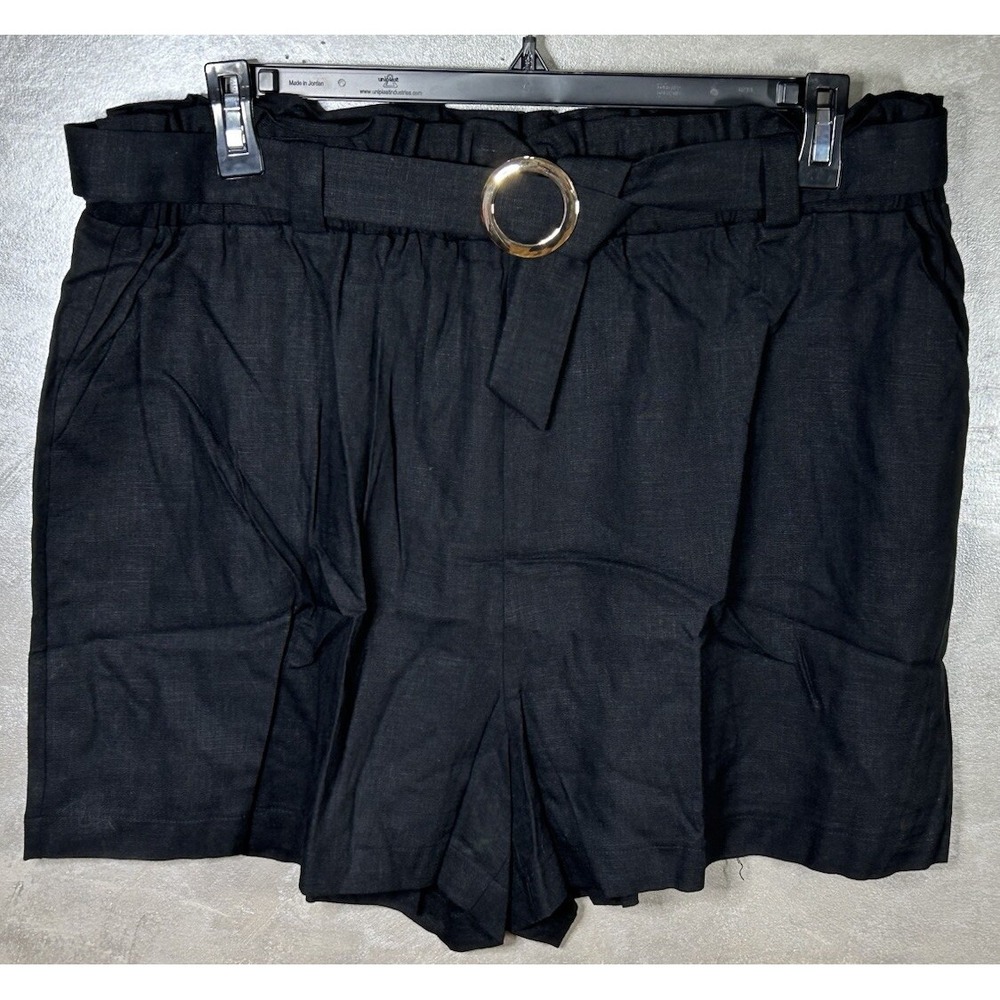 Bold Elements Cut to Curve Shorts Womens XL Black Rayon Linen Brand New JC Penny